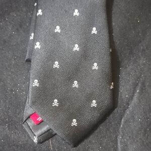 Merona Black Tie with White Skull Pattern